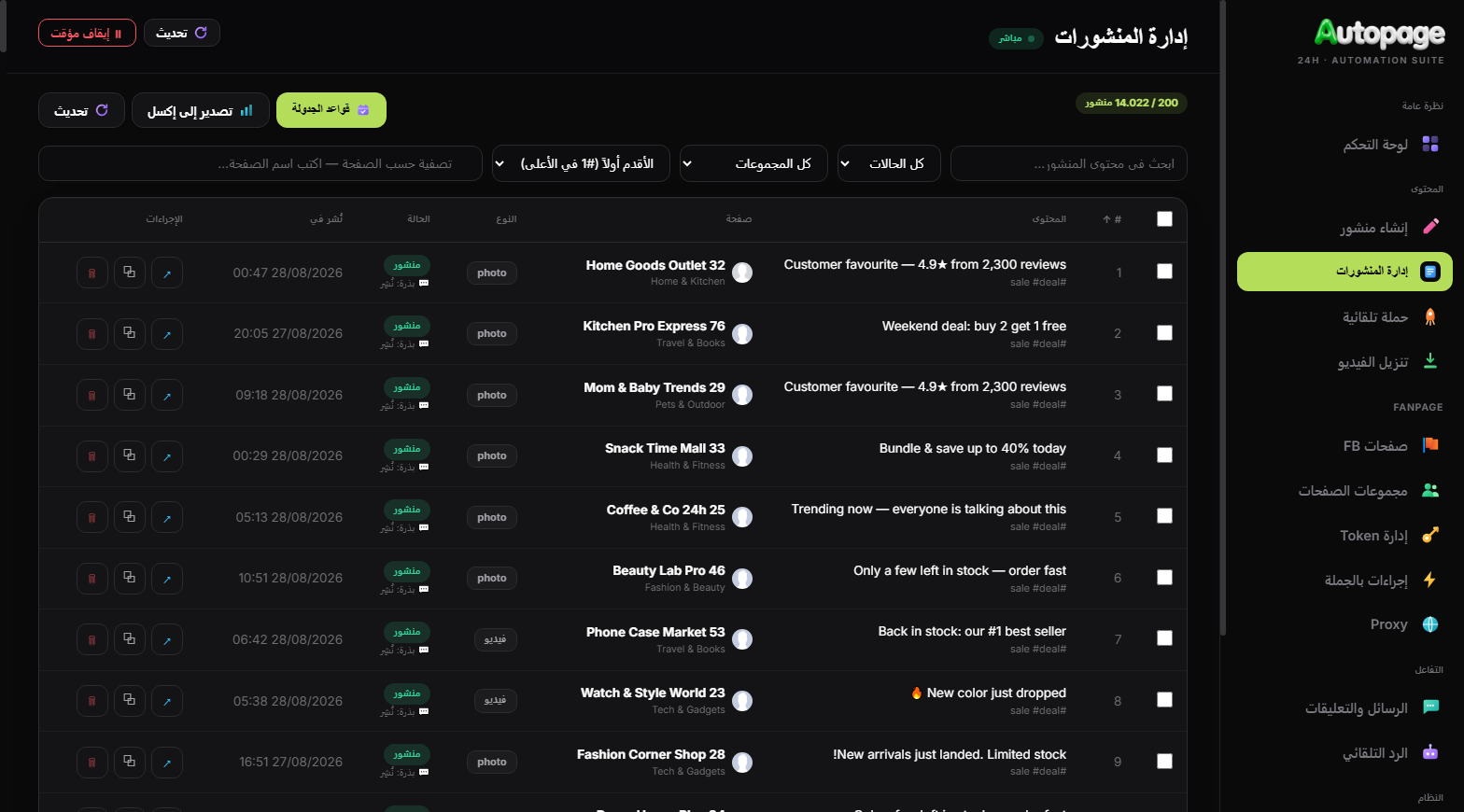 إدارة المنشورات