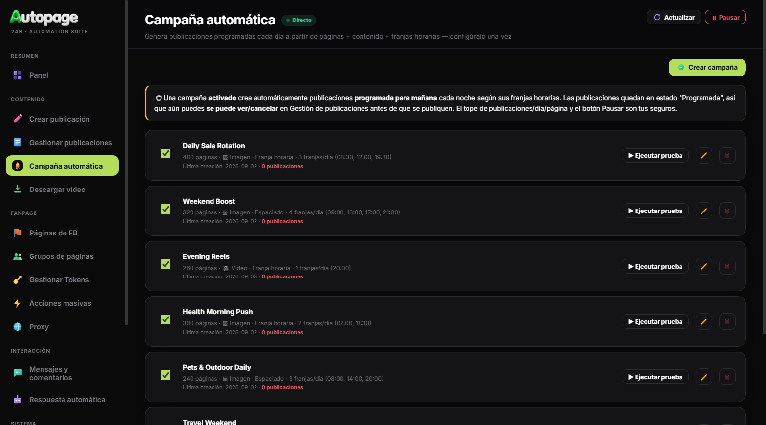 Campañas automáticas